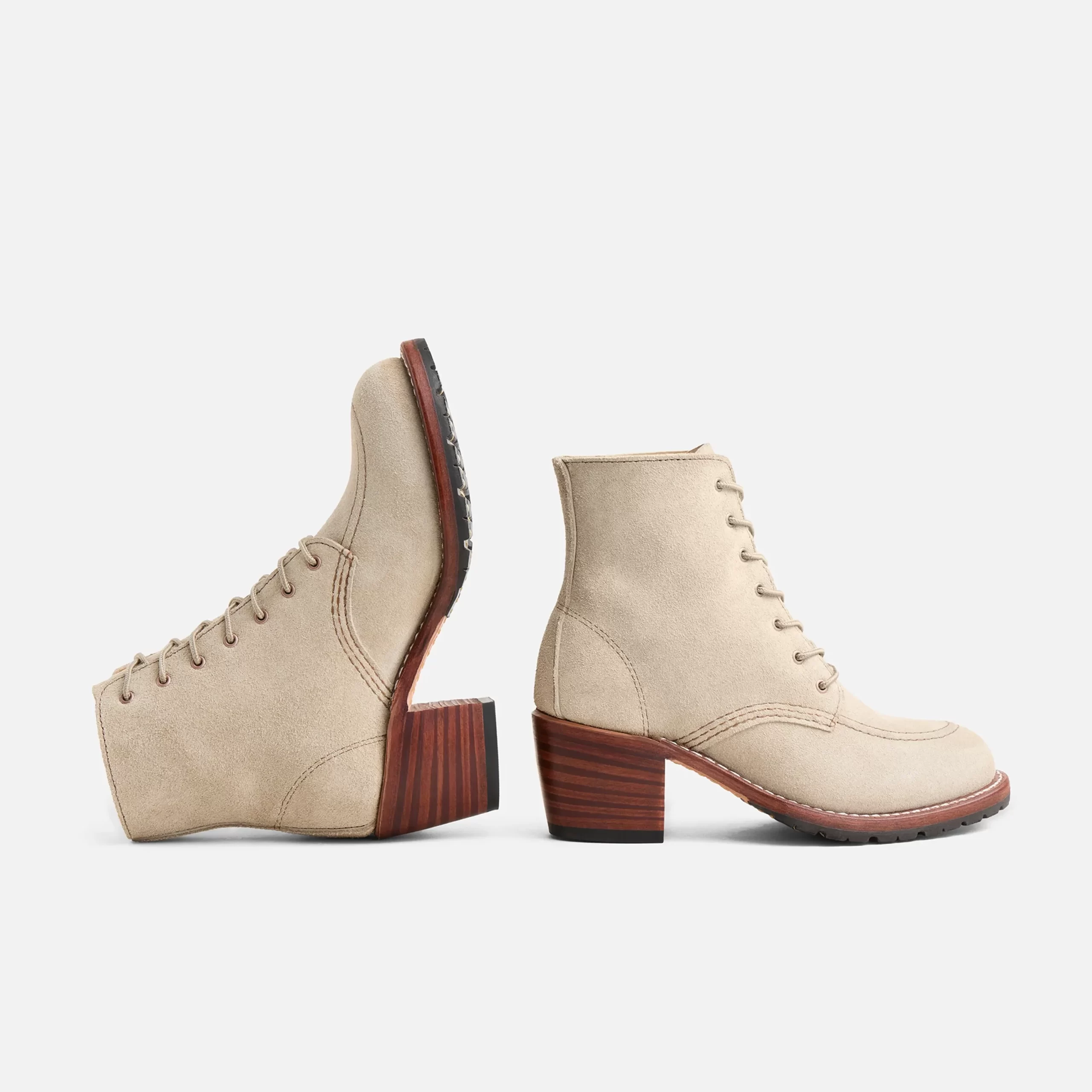 Clara  Women's Heeled Boot in White Sand Mohave Leather - Image 7