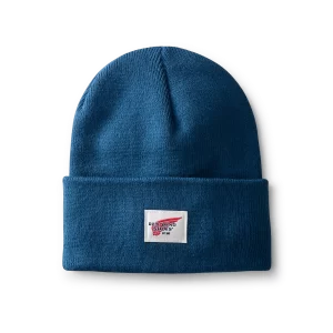 Logo Knit Beanie Hat  Unisex Knit Watch Hat in Blue