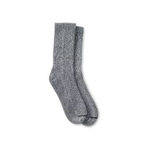 Cotton Blend Ragg Crew  Unisex Cotton Blend Ragg Crew Boot Socks in Over Dyed Black/Gray Cotton Blend