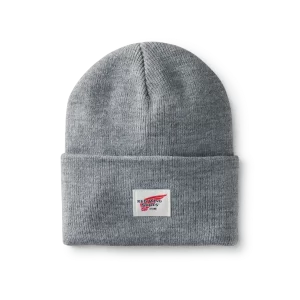 Logo Knit Beanie Hat  Unisex Knit Watch Hat in Light Gray Heather